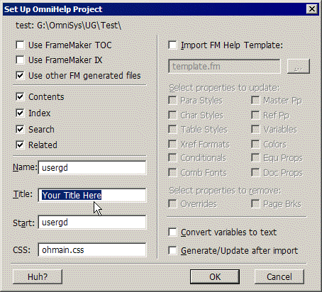 Set Up OmniHelp Project\: choose Cross-platform OmniHelp for a new project. Set Up Omni Help Project dialog